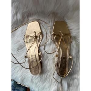 ZARA Gold Metallic Strappy Sandals Size 39
